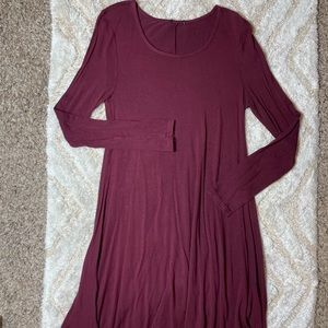 Knee-Length Maroon Swing Dress